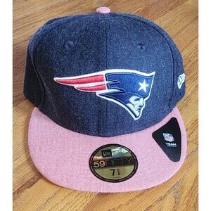 New Era 59Fifty NFL Team Hat New England Patriots Navy Fitted Men Cap 7 5/8 NWT